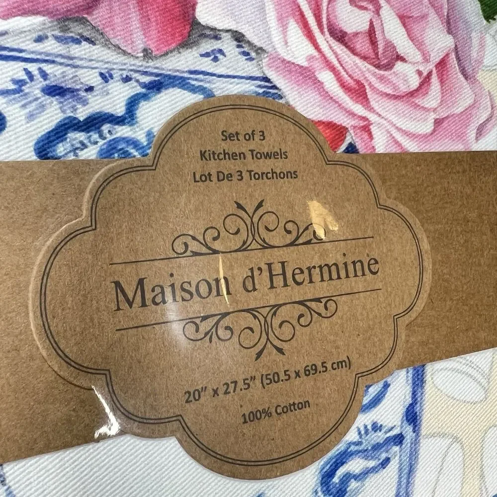 3 Maison d' Hermine Kitchen Towels Cotton 27.50
